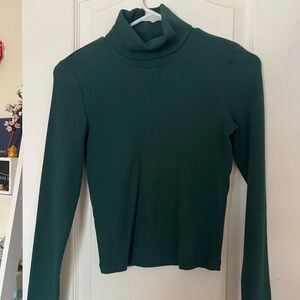 Zara Deep Green Long Sleeve Turtleneck Top